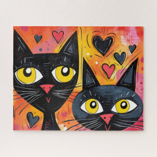 QUEBRA-CABEÇA DE ARTE DE GOLPE DE GATO PRETO