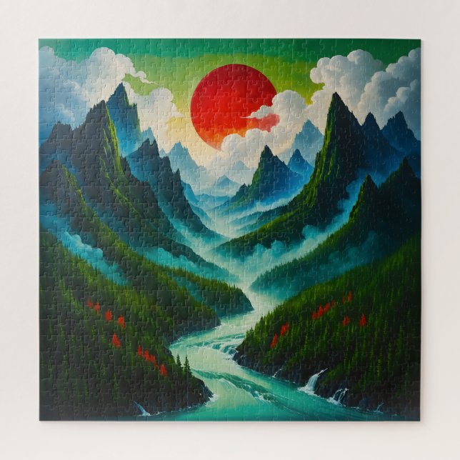 Quebra-cabeça de Arte de Paisagem Japonesa (Vertical)