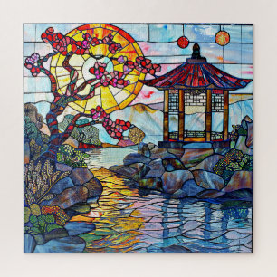 Quebra-cabeça de Arte de Vidro Contido Japonês