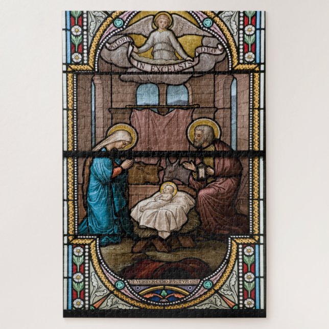 Quebra-cabeça de Arte de Vidro Natividade (Vertical)