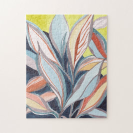 Quebra-cabeça de Arte em Aquarela Abstrata Botânic