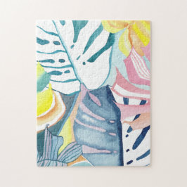 Quebra-cabeça de Arte em Aquarela Botânica Abstrat