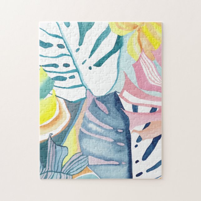 Quebra-cabeça de Arte em Aquarela Botânica Abstrat (Vertical)