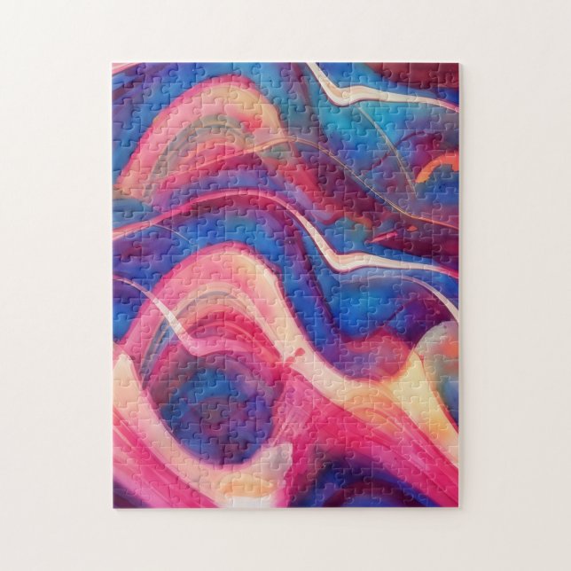 Quebra-cabeça de Arte Fluida Azul Rosa Abstrata (Vertical)