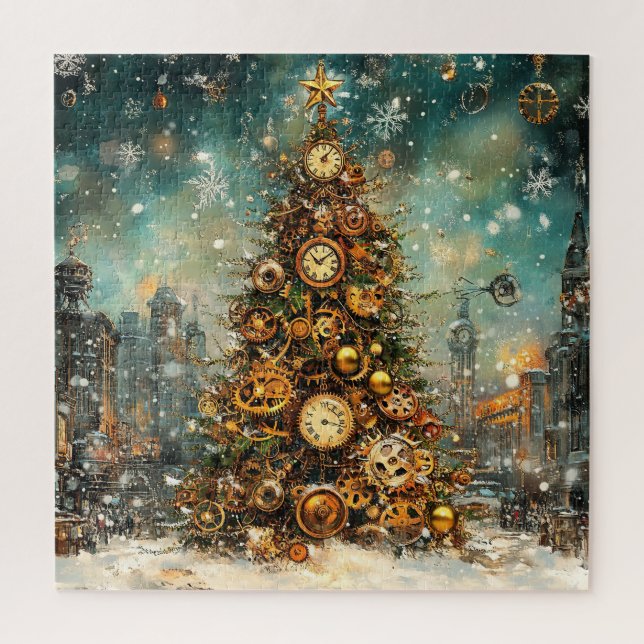 Quebra-cabeça de Árvore de Natal Steampunk (Vertical)