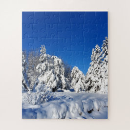 Quebra-cabeça de árvores cobertas de neve do inver