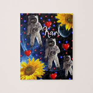 Quebra-cabeça de astronauta de girassol