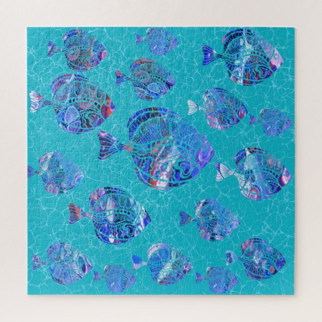 Quebra-cabeça de atum azul-mariscos - Turquesa (Vertical)