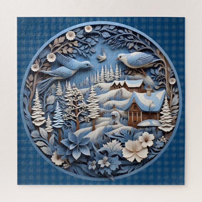 quebra-cabeça de Aves de Natal 3D (Vertical)