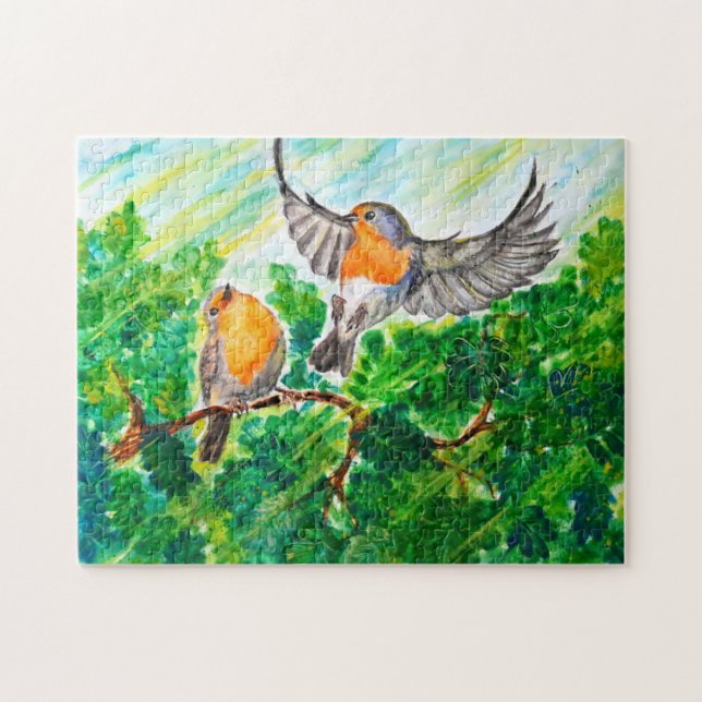 Quebra-cabeça de aves primavera - Pintura (Horizontal)