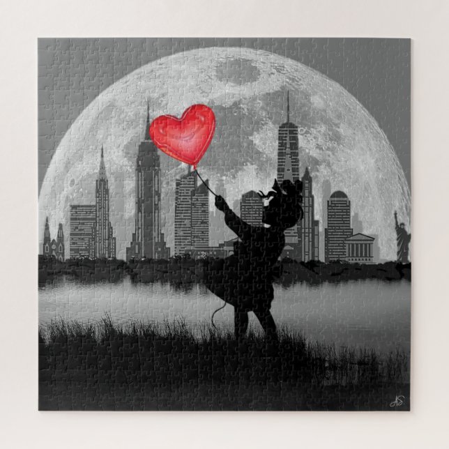 Quebra-cabeça de Balão de Coração de Rapariga de L (Vertical)