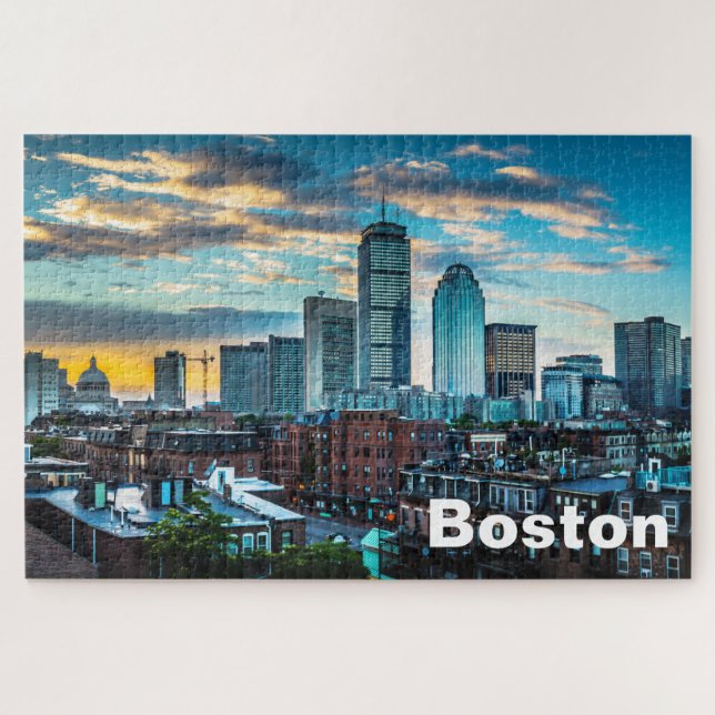 Quebra-cabeça de Boston Massachusetts Skyline (Horizontal)