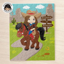 Quebra-cabeça de Brunette Cowgirl Personalizada