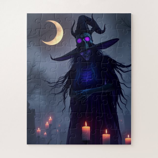Quebra-Cabeça de Bruxa Gótica Mística – Magia do C (Vertical)