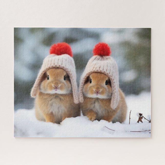 Quebra-cabeça de Bunnies de Neve (Horizontal)