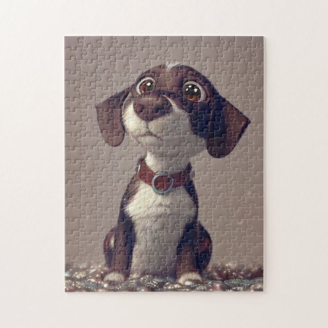 Quebra-cabeça de Cachorro Bonito: Diversão e Desaf (Vertical)