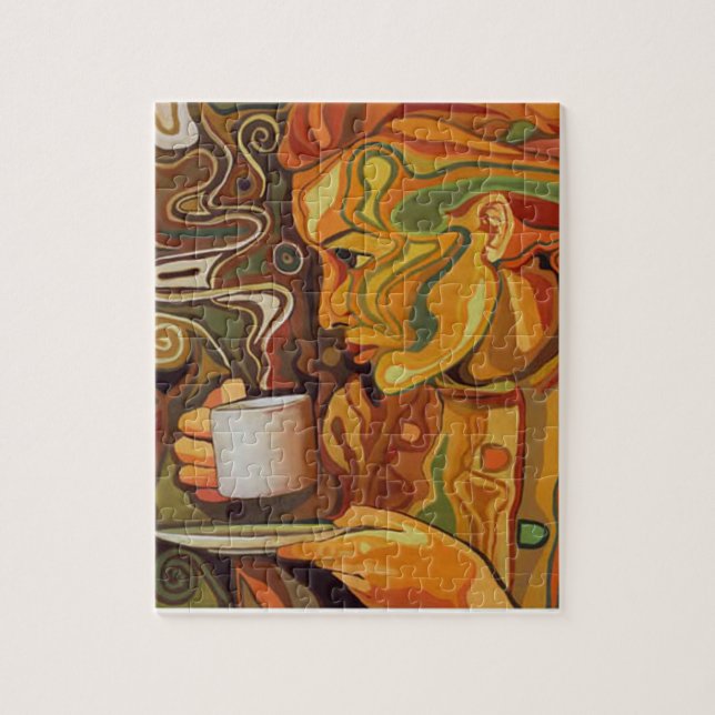 Quebra-cabeça de café colorido com caixa de presen (Vertical)