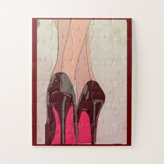 Quebra-cabeça de calçados vermelhos