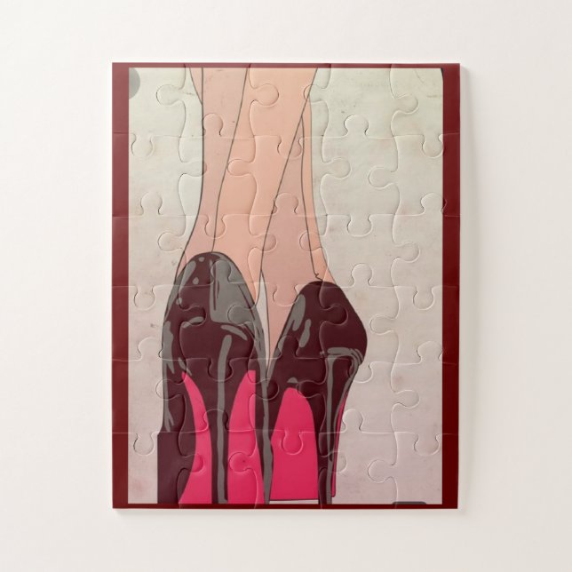 Quebra-cabeça de calçados vermelhos (Vertical)