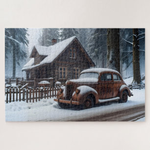 Quebra-cabeça de Carro Antiquado Inverno