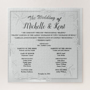 Quebra-cabeça de Casamento de Folhas de Prata Ele