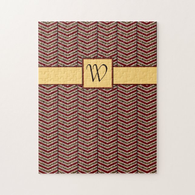Quebra-cabeça de Chevron com Estampa de Leopardo (Vertical)