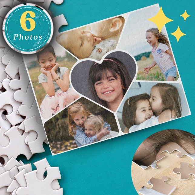 Quebra-cabeça de Colagem de Fotos Personalizada 6  (Custom 6 Photo Collage Puzzle - Personalized Minimalist Jigsaw Puzzle for Memorable Gifts & Family)