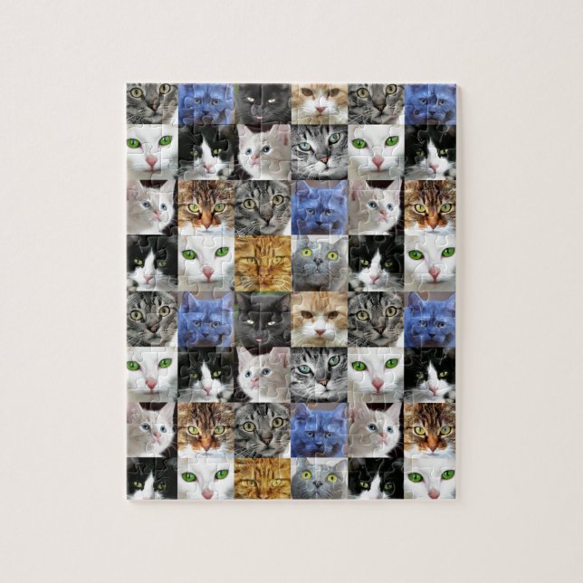 Quebra-cabeça de Colagem de Rostos de Gatos (Vertical)