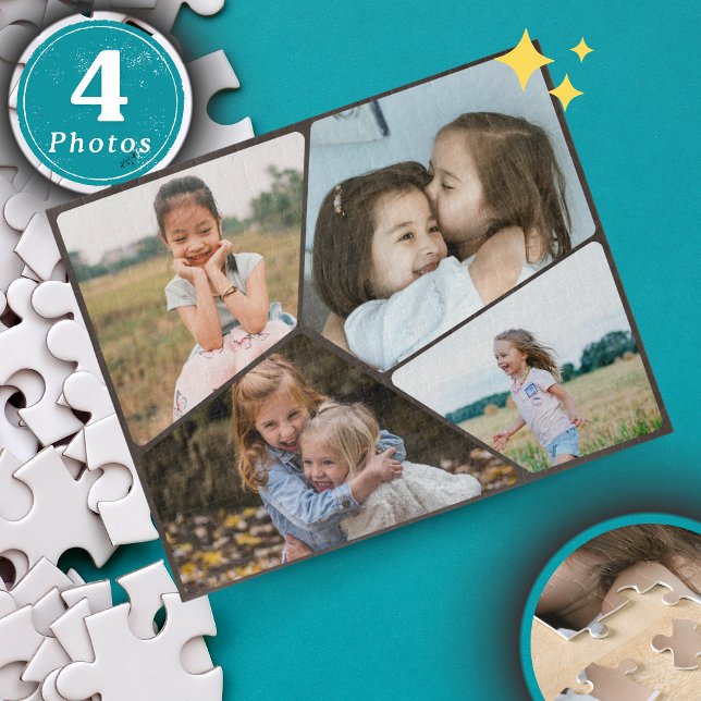 Quebra-cabeça de Colagem Personalizada de 4 Fotos  (Personalized 4-Photo Collage Puzzle | Custom Minimalist Jigsaw for Family Fun & Heartfelt Gifts 🧩)