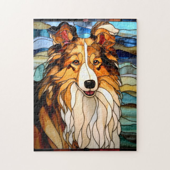 Quebra-cabeça de Collie de Vidro Estampado (Vertical)