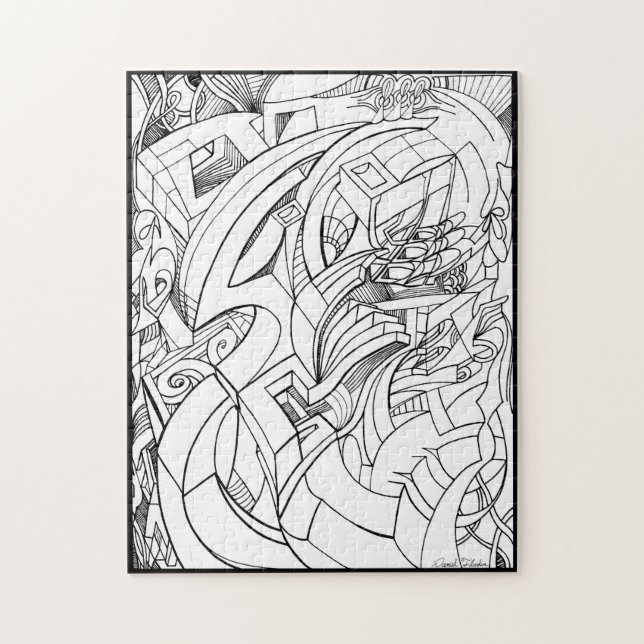 Quebra-cabeça de desenho a tinta (Vertical)