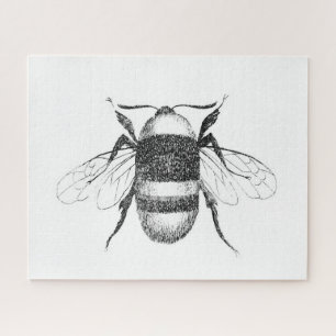 Quebra-cabeça de desenho de abelha branca e preta
