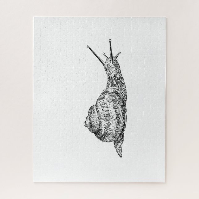 Quebra-cabeça de desenho de caracóis brancos e pre (Vertical)