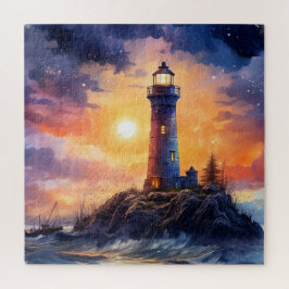 Quebra-cabeça de farol de aquarela