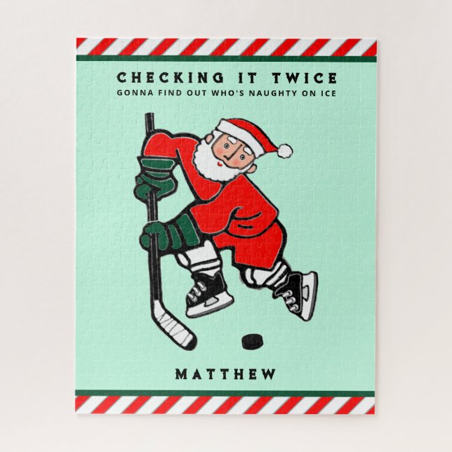 Quebra-cabeça de Feriado Personalizado de Hockey G (Vertical)