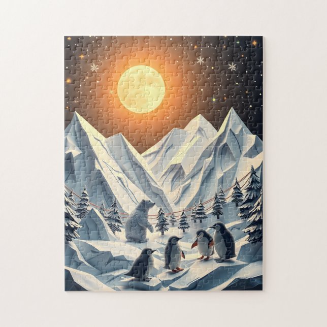 Quebra-cabeça de férias de origami (Vertical)