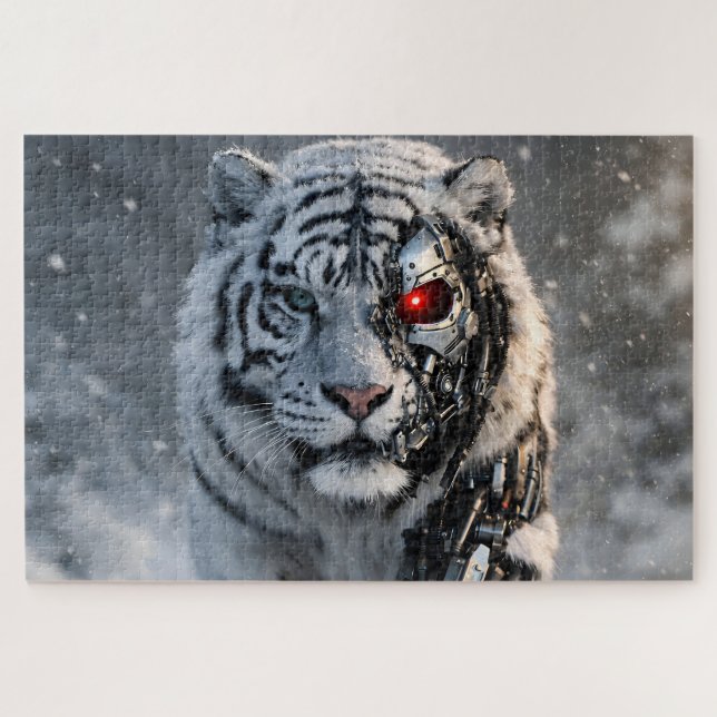 Quebra-cabeça de ficção científica de tigre branco (Horizontal)