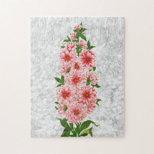 Quebra-cabeça de Flor Hollyhock do Estilo de Vinta
