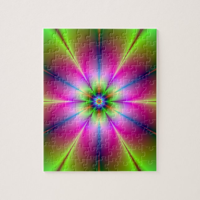Quebra-cabeça de Flor Verde e Rosa (Vertical)