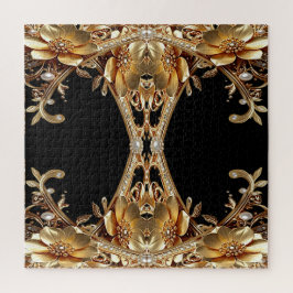 Quebra-cabeça de Flores Decorativas Douradas
