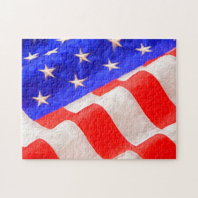 Quebra-cabeça de foto da bandeira americana 11x14  (Horizontal)