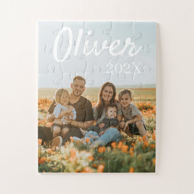 Quebra-cabeça de Foto de Família Moderno Simples e (Vertical)