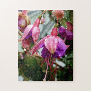 Quebra-cabeça de foto de flor de fucsia rosa criat