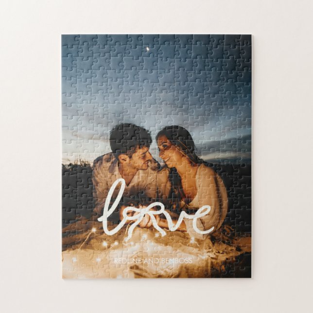 Quebra-cabeça de Foto Personalizado de Casal com T (Vertical)