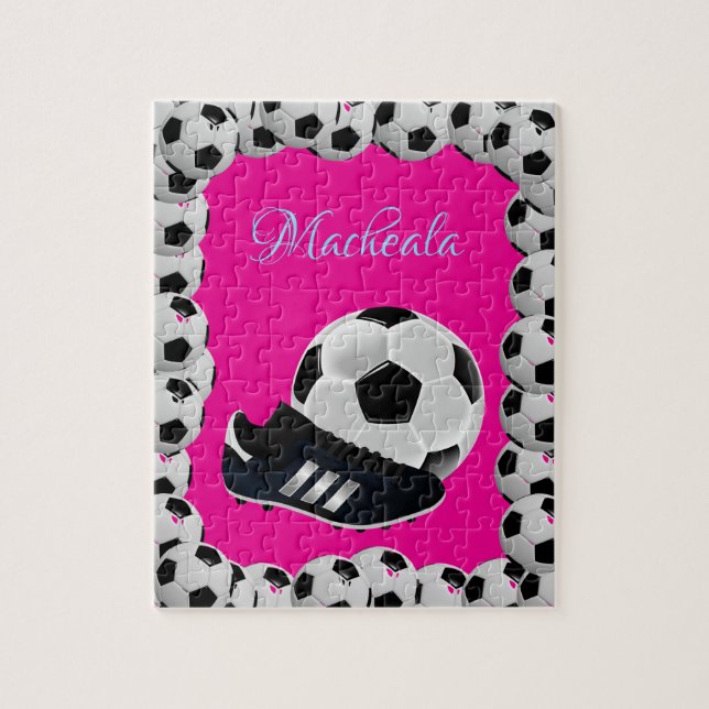 Quebra-cabeça de Futebol Rosa Neon (Vertical)