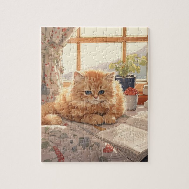 QUEBRA-CABEÇA DE GATINHO LARANJA FOFO (Vertical)