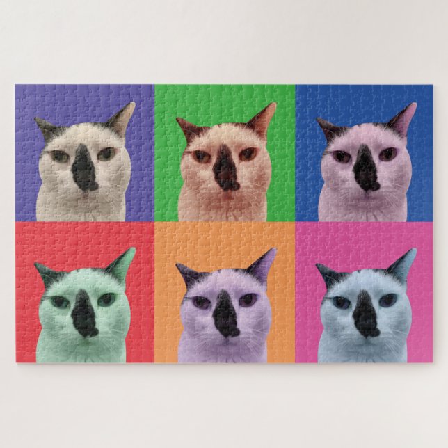 Quebra-cabeça de Gato Branco e Preto (Horizontal)