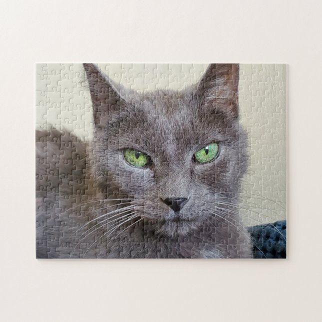Quebra-cabeça de gato cinza (Horizontal)