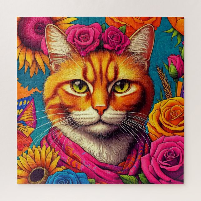 Quebra-cabeça de gato ruivo colorido! (Vertical)