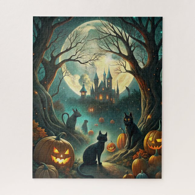 Quebra-cabeça de Gatos Halloween (Vertical)